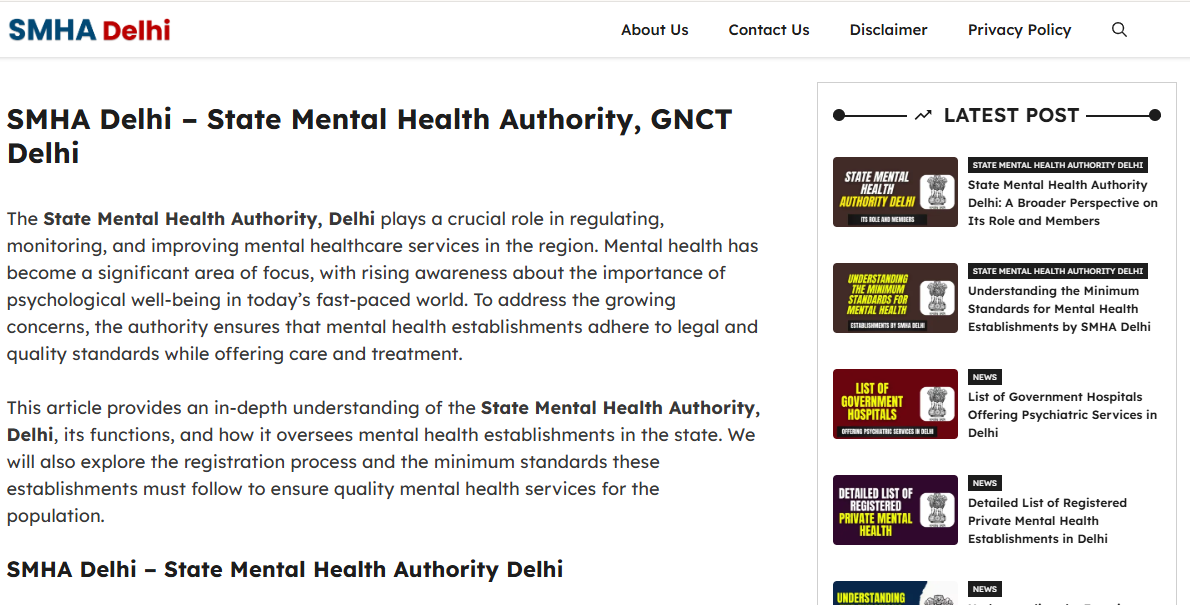 State Mental Health Authority Website